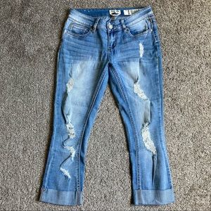 Indigo Rein Crop jeans size 3 distressed jeans low rise denim jeans 5 pockets